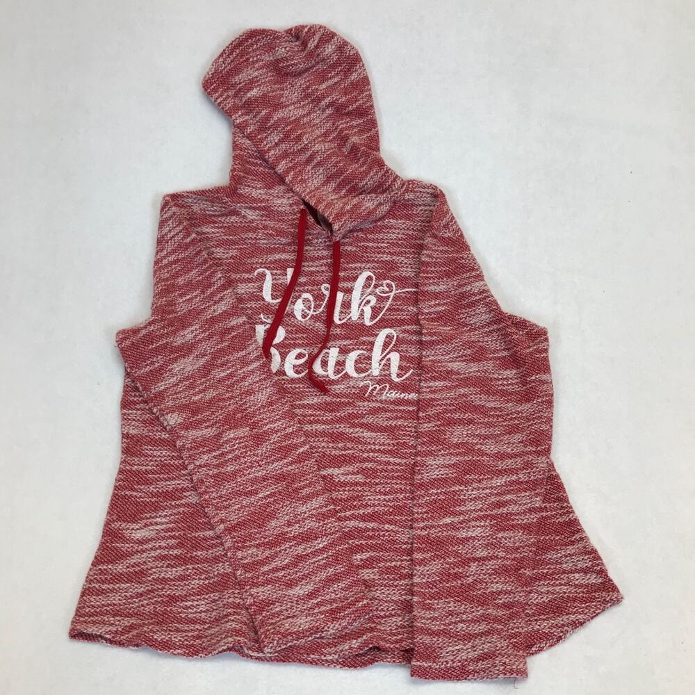 York Beach Maine Artisans Knit Style Heather Red Hoodie Sweatshirt Large